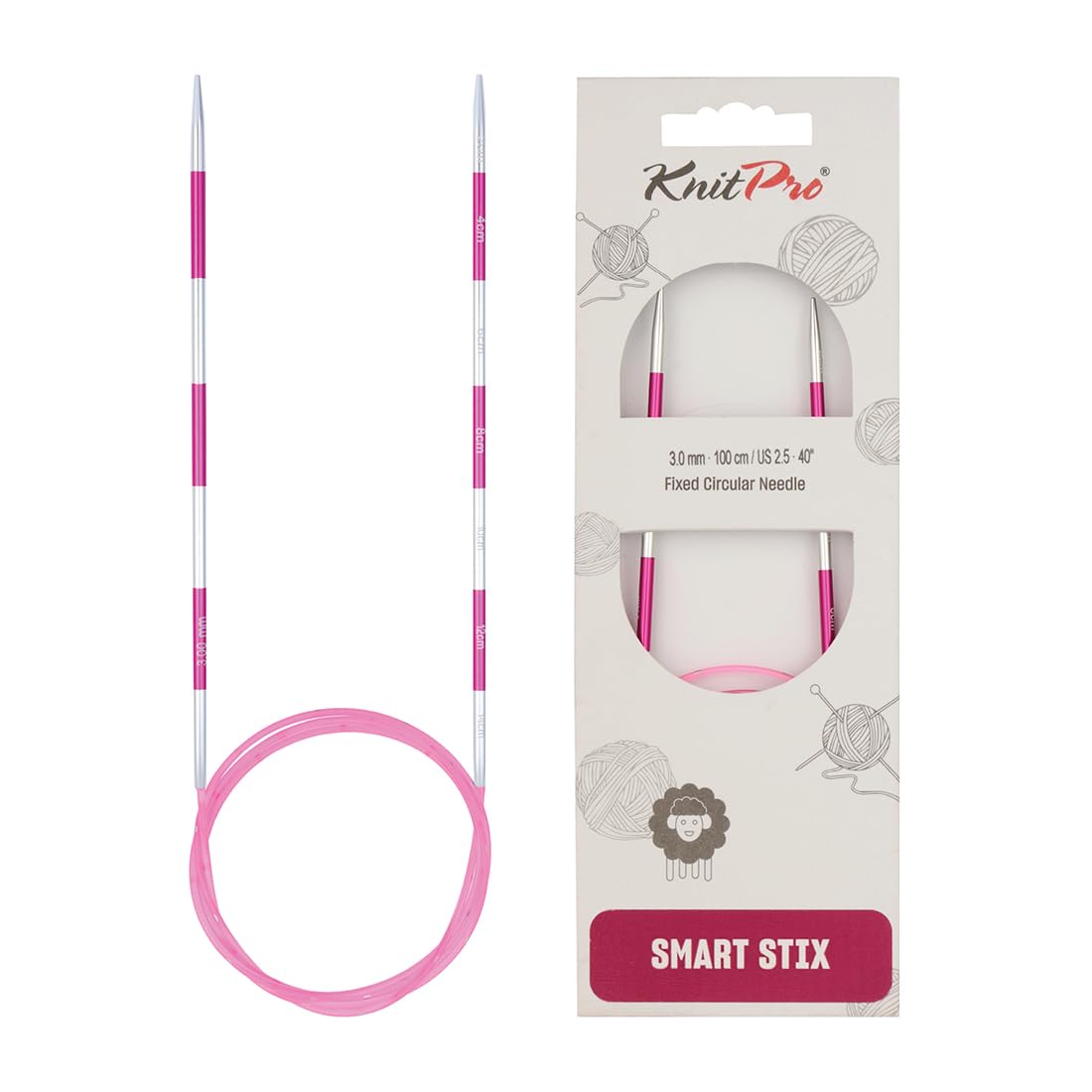 KnitPro Knitting Pins: Circular, Pink, 100cm x 3mm