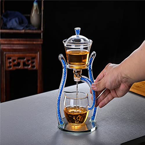 Aoheuo Luie Kungfu Glas Theeset Magnetische Waterafleiding Roterende Cover Kom Halfautomatische Glazen Theepot Pak (Blauw) - Image 4
