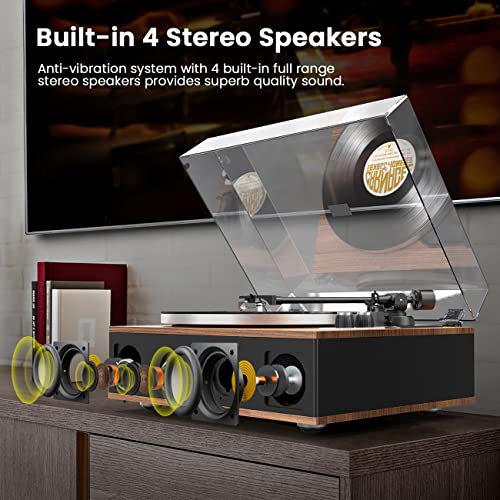 Angles Horn Platine Vinyle Tourne Disque Vinyle Bluetooth HiFi avec Haut-parleurs Préamplificateur Phono intégré 33/45 TR/Min et Micro AT-3600L - Les Beatles, Paul McCartney, John Lennon, RIngo Starr, George Harrison Angles Horn Platine Vinyle Tourne Disque Vinyle Bluetooth HiFi avec Haut-parleurs Préamplificateur Phono intégré 33/45 TR/Min et Micro AT-3600L – Image 4