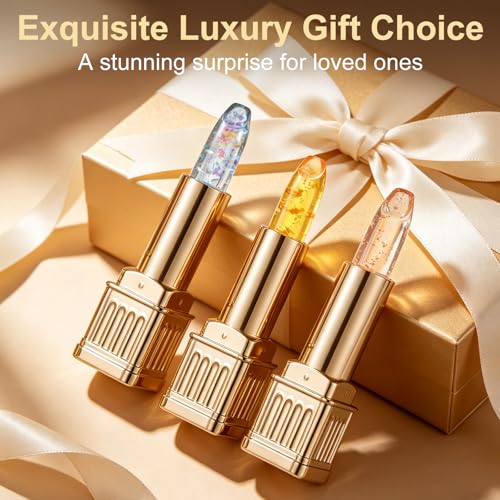 Image of 2Pcs PH Color Changing Lipstick, Clear to Tinted Lip Balm, Long Lasting Hydrating Lip Gloss, Non-Sticky, pH Adaptive Lip Makeup for All Skin Tones (Gold Pink)
