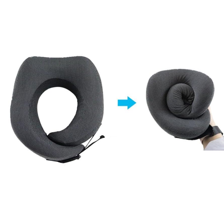 Cervical Oreiller en Mousse à Mémoire de Forme,Oreiller de Voyage/Camping/Plage Compressible,Soutien du Cou et de la Tête,pour Avion,Voitures,Trains,Bureau,Facile à Démonter et à Laver(2PCS)