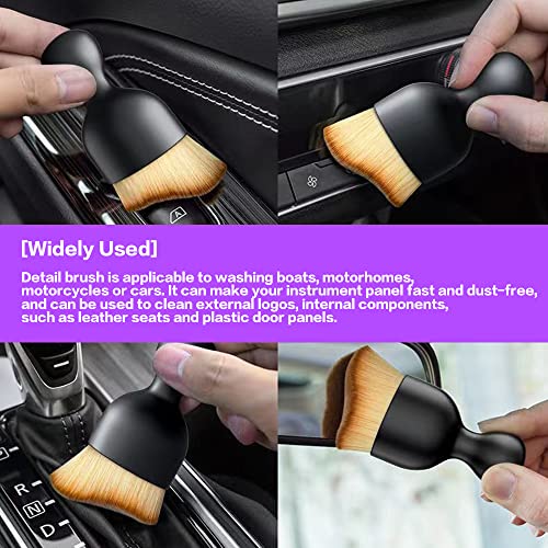 Image of AOCISKA Car Interior Detailing Brush,Soft Bristle Cleaning Brush Car Detailing Brush Dusting Brush,Car Interior Cleaning Tool,Auto Detail Brush Car Dash Duster Brush (Black with Cap)