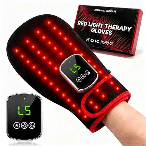 Red Light Therapy Glove for Hand 5000mAh Cordless Rechargeable Therapy Glove 360 Dual-Sided 100 LEDs Near Infrared Wrap 660nm & 850nm Infrared Light Therapy Device for Hand Pain Relief (Black)