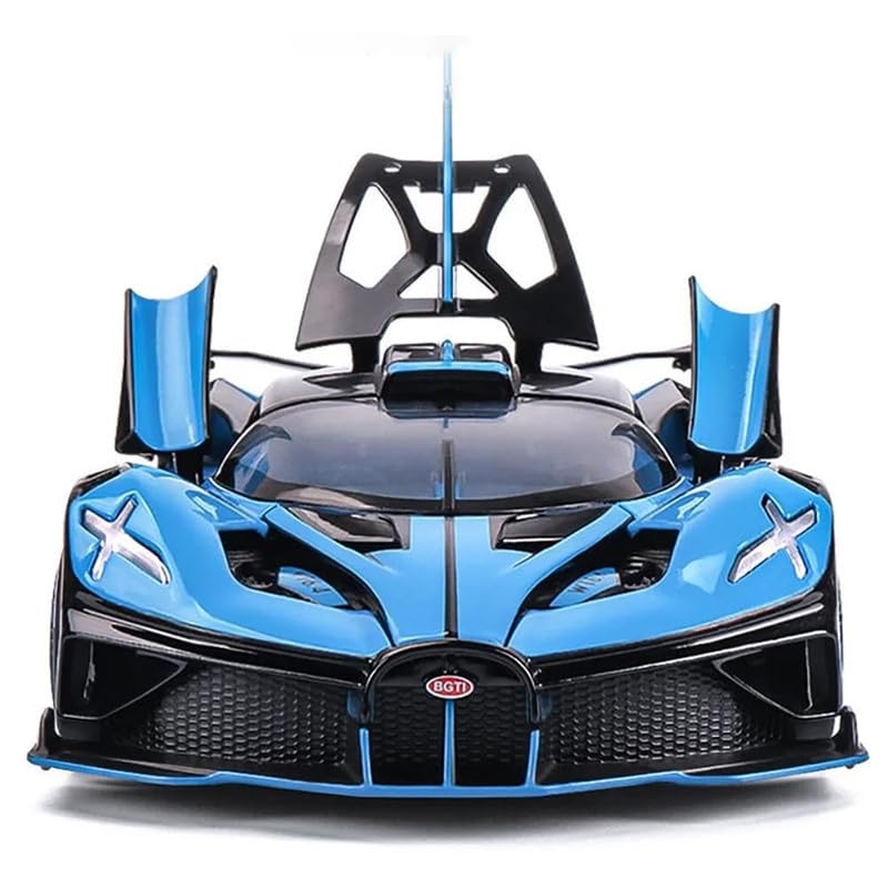 Image of Kids Model 1:24 Big Bugadi Bolide Die Cast Metal Car Pull Back Action Opening Doors with Realistic Engine Sound Lights Toy Car Gift for Boys - Multi