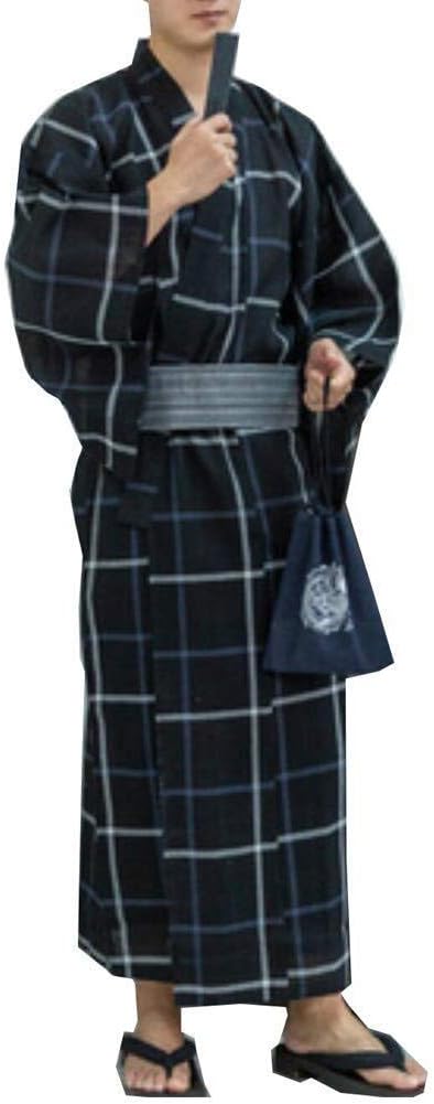 YWH-WHKeep Warm Men's Japanese Yukata Japanese Kimono Home Robe Pajamas Dressing Gown Size M-E1