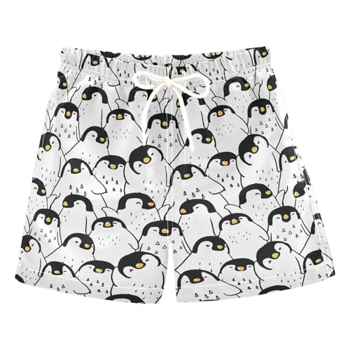 Boys Swim Trunks Quick Dry Beach Board Shorts Toddler Penguin Swimsuit Bathing Suits with Mesh Lining