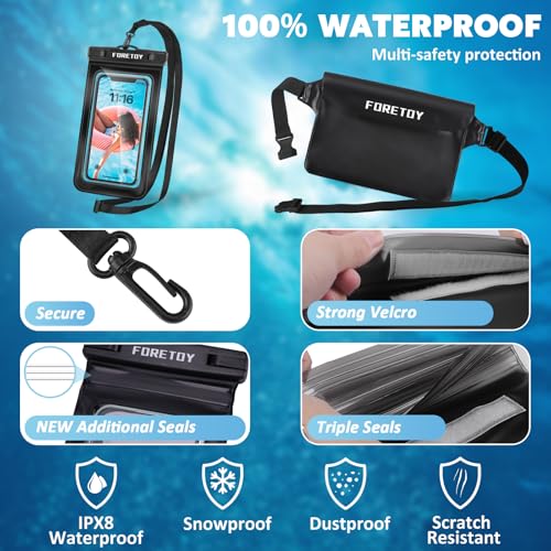 FORETOY Bolsa Impermeable y Funda Impermeable Móvil, Bolsa Estanca Riñonera Impermeable Universal IP68 para Deportes Acuatica, Playa, Natación, Canotaje, Kayak, Surf etc - imagen 2