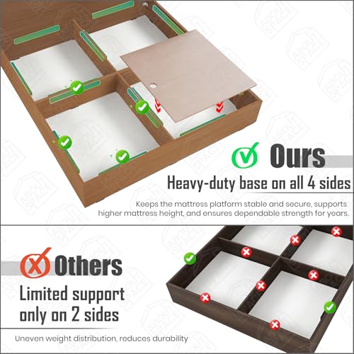 Image of ABOUT SPACE Bed - (84 x 62 inches) Queen Size Bed Without Storage | Engineered Wooden Bed Frame with Headboard & MDF Support Board for Mattress | 1-Year Warranty Cot for Bedroom - Golden Teak