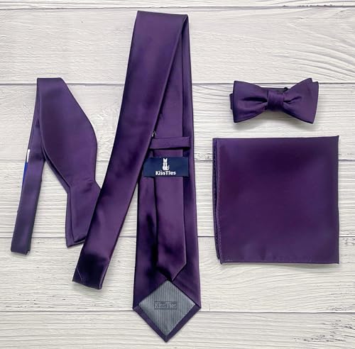 Image of KissTies 6PCS Satin Pocket Square Plain Color Handkerchief Gift Set