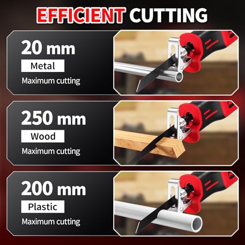 FULLYEA Reciprocating Saw Cordless, 3500 SPM Brushless Reciprocating Saws, Tool-Free Blade Change, Power Reciprocating Saws with 2*4.0Ah Battery & Charger, Cordless Saw for Wood/Metal/Plastic Cutting