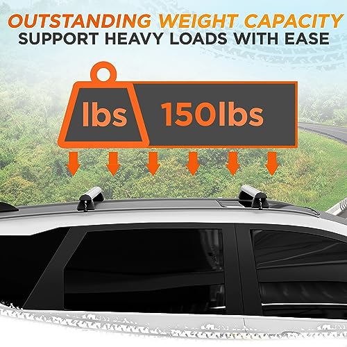 Image of RoofPax Car Roof Rack Cross Bars 53 inch for Flush Side Rails Adjustable Fit with Straps Set of 2 Aluminum Rust Resistant Crossbars with 150lbs Load Capacity Fits Cars with Grooved Flush Rails