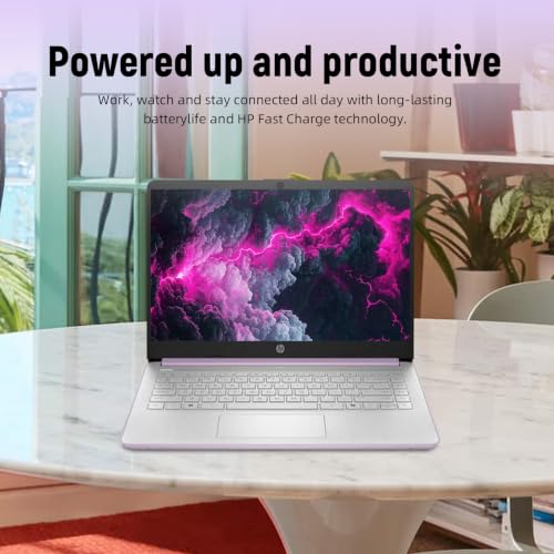 Image of HP 14 inch HD Student Business Laptop, Intel N150, 4GB RAM, 192GB Storage | (128GB UFS + 64GB SD Card), 1 Year Office 365, 720p Webcam, Slim Design, Copilot AI, WiFi 6, Win 11, Honey Lavender