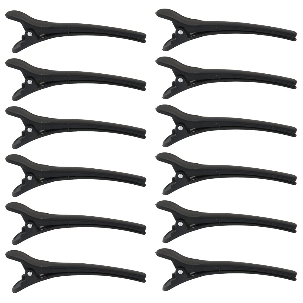 ayushicreationa Plastic Hair Styling Section Clips for Hair Partition, Cutting for Parlor, Saloon and Home Use for Women and Girls (12 Pcs, Black) 1