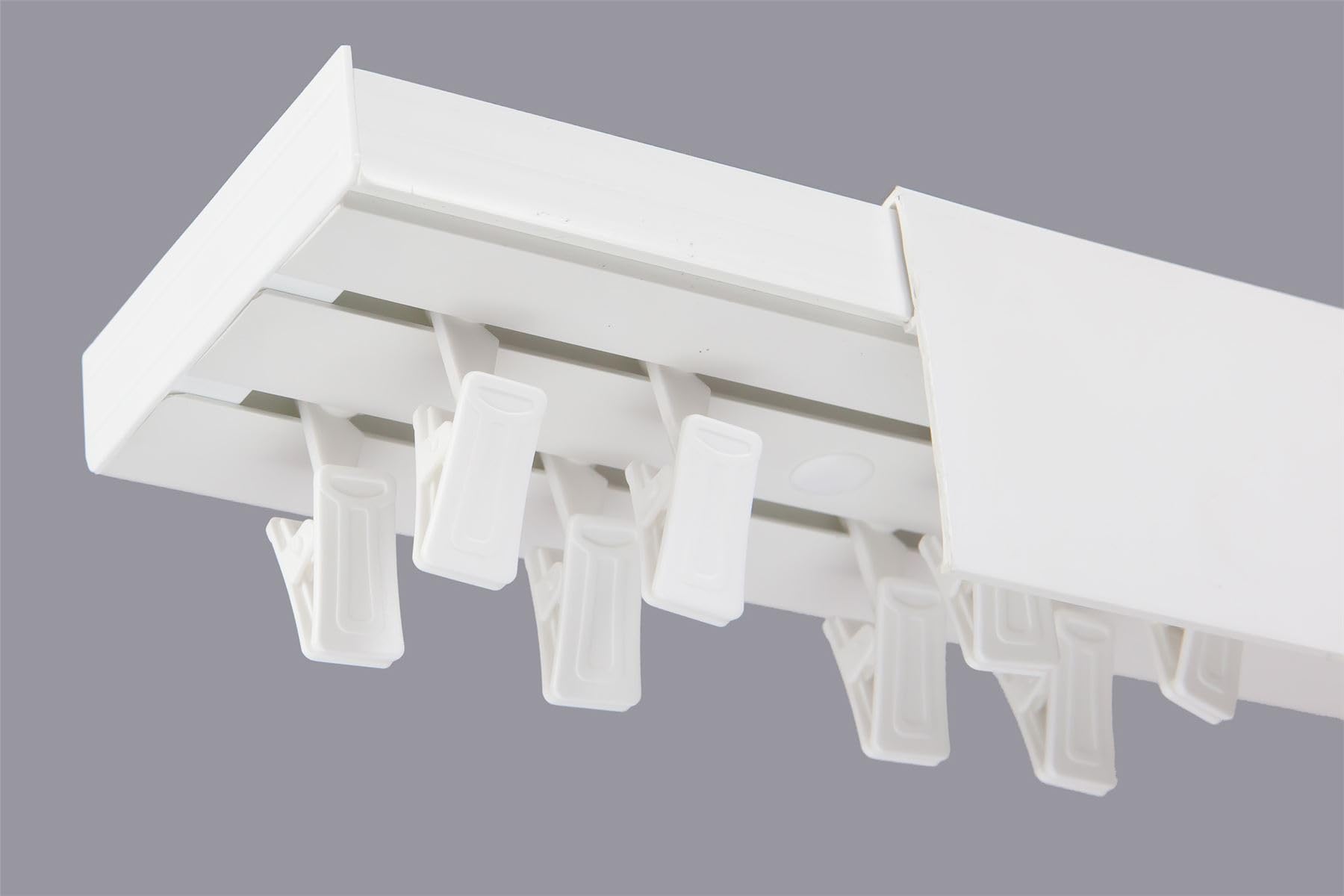 IANPAV Double Curtain Rail Track PVC Ceiling Set with Clips and White Cover 200 cm