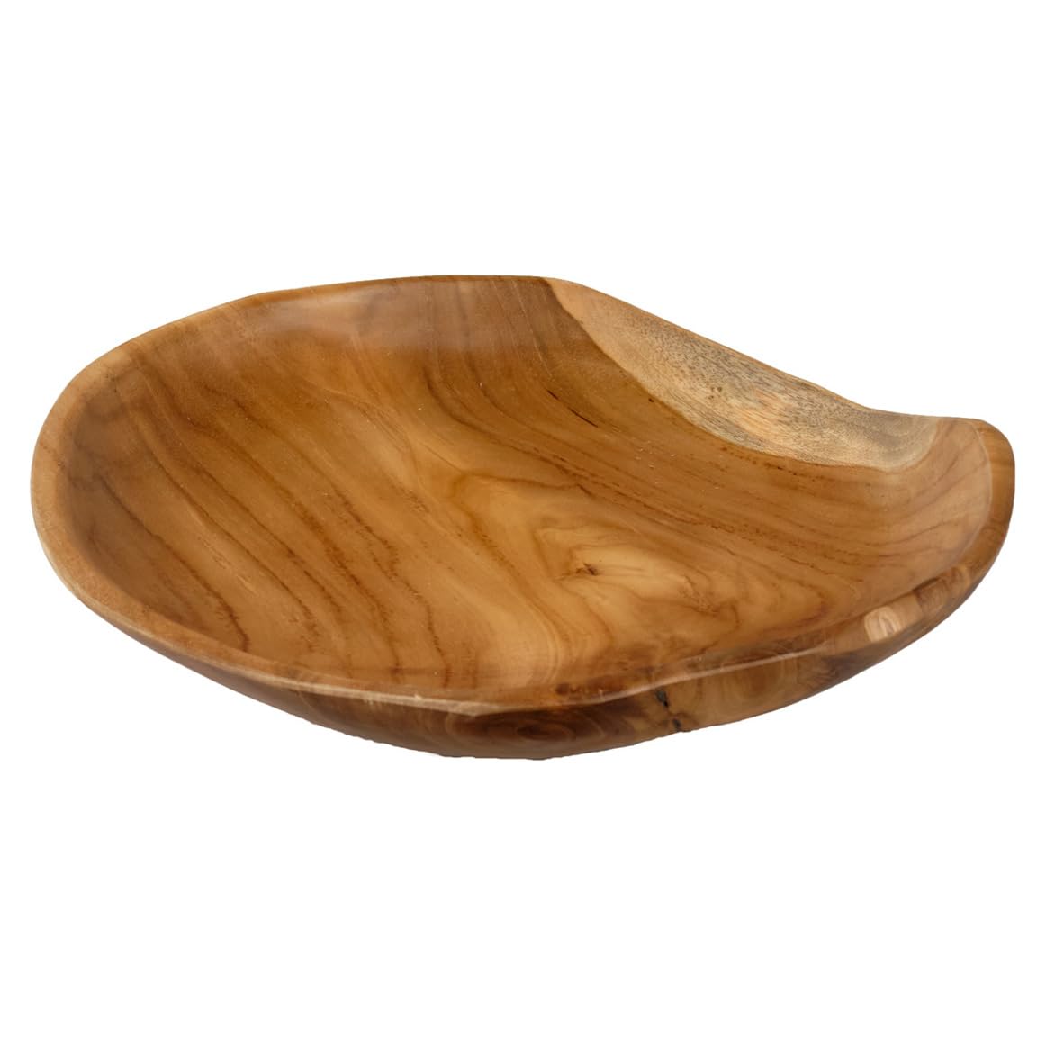 Meubletmoi Bol/Ensaladera/Vacío Bolsillo de Madera de Teca Fabricación Artesanía +/- D. 31 cm – Estilo natural y exótico – Objeto de decoración – Adán