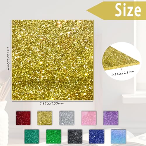 Image of Glitter Acrylic Sheets, Gold, 8 inchx8 inch, 2 Pack | 1 /8 in Thick, Cast Sparkly, For Laser Cutting, Engraving, Invitation Blanks