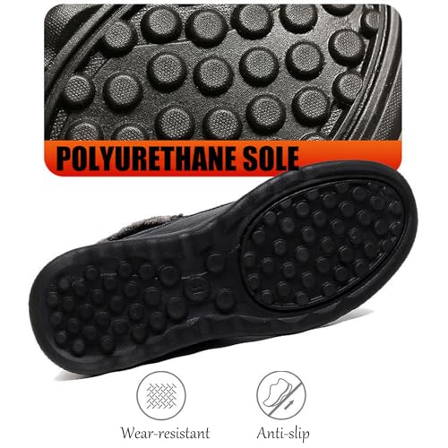 Men's Winter Fleece Waterproof Warm Snow Ankle Boots Zipper Closure Comfortable Fur Lined Lightweight Non-Slip Slip On Outdoor Winter Walking Shoes4