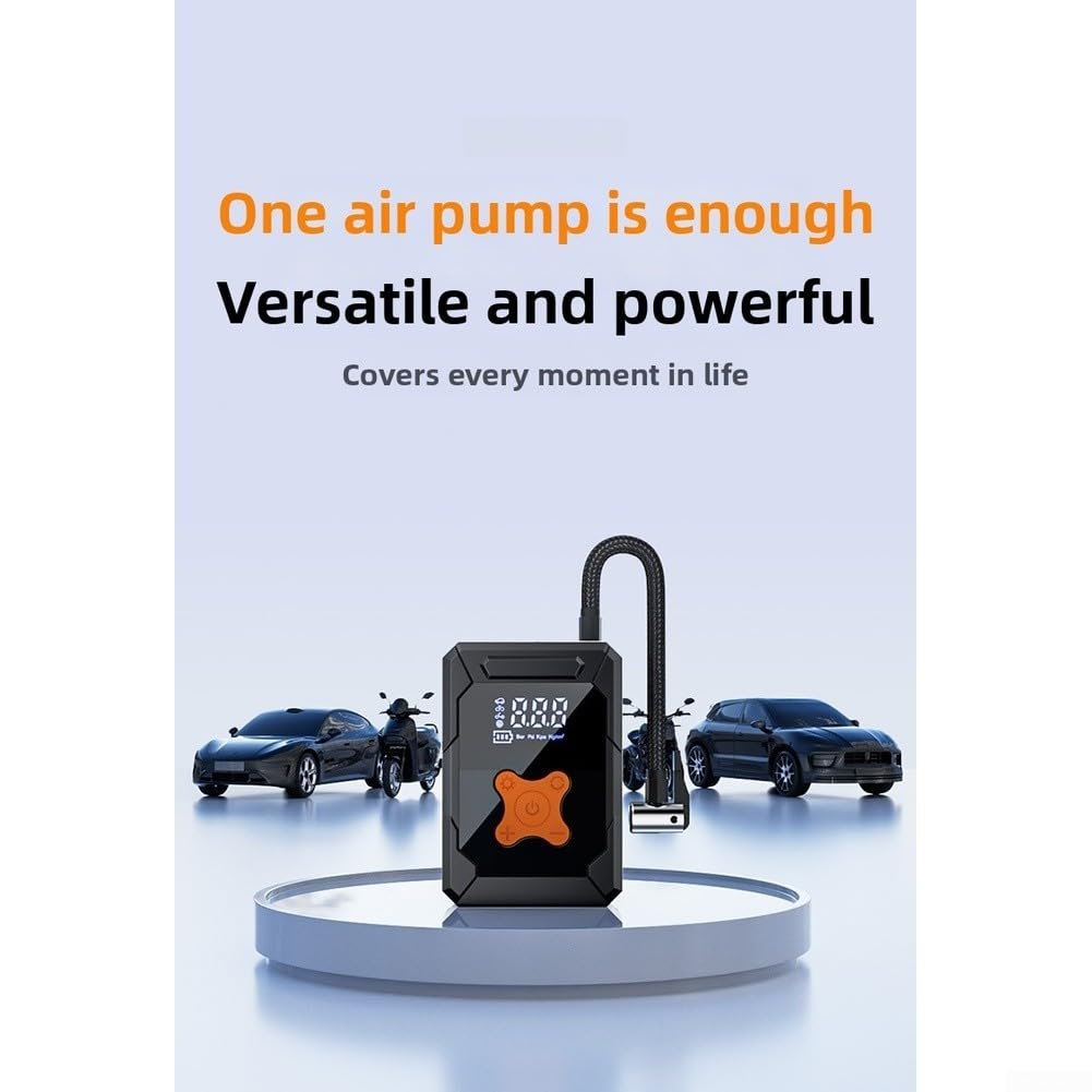 Pompa per pneumatici senza fili per auto, ricaricabile, compressore d'aria elettrico, gonfiaggio rapido, torcia digitale per SUV Van Design compatto