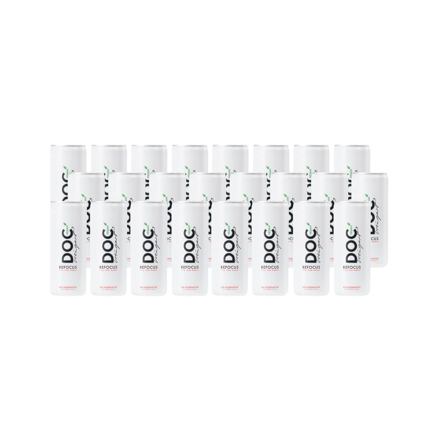 Doc Weingart Refocus New Energy Vitamin Drink, Orange-Zitrone 24x250ml | Fruchtig frisch, 8 Vitamine, natürliches Koffein, Guarana, kalorienarm, Vegan. Ohne: Taurin-Süßstoffe-Farbstoffe