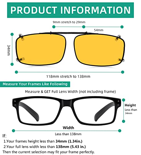 Image of Eyekepper 3-pack Polarized Clip on Sunglasses With Spring Draw Bar Grey /Brown /Green Lens 54 * 34MM