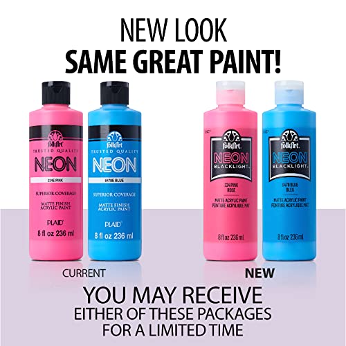 Image of FolkArt Neon Acrylic Paint in Assorted Colors (2 Ounce), 2852 Neon Orange (Pack of 2)
