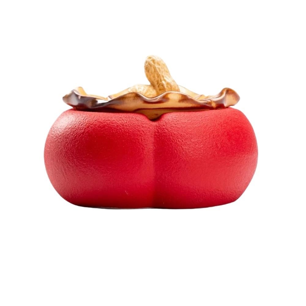 Cendrier en céramique anti cendre volatile forme kaki rouge pour intérieur