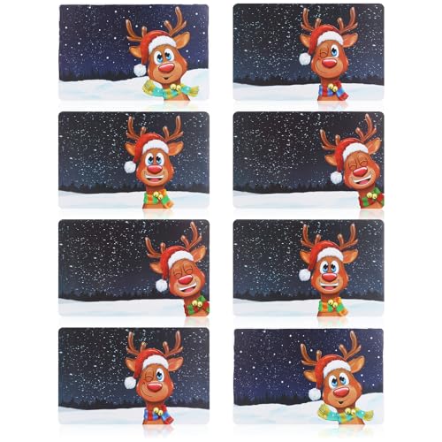 com-four® 8X Platzmatte für Weihnachten - Platzset mit Rentier Eddy...