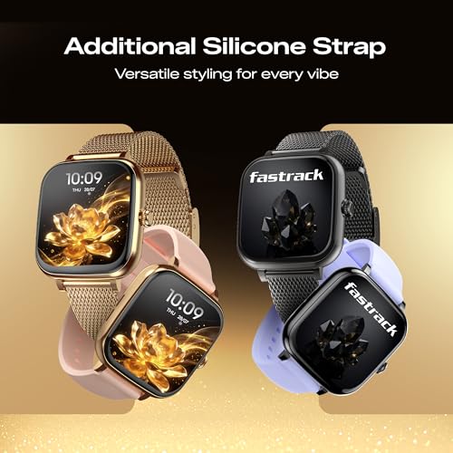 Image of Fastrack Noir Rizz Women Smart Watch with 1.72 inch inch Ultra HD Display,Womens Health,AI Watchface & AI Chat,Functional Crown,24 /7 Health Suite,BT Calling,IP68,Additional Silicone Strap,Games - Black
