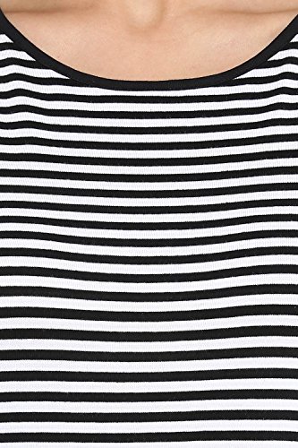 Image of Miss Chase Women's Grey and White Round Neck Half Sleeves Striped Mini Bodycon Dress