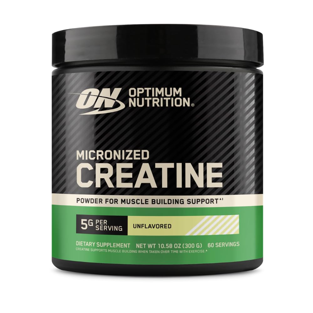 Optimum Nutrition Creatina Monohidratada Micronizada em Pó Sem Sabor 300g Pote Suplemento Alimentar Esportivo