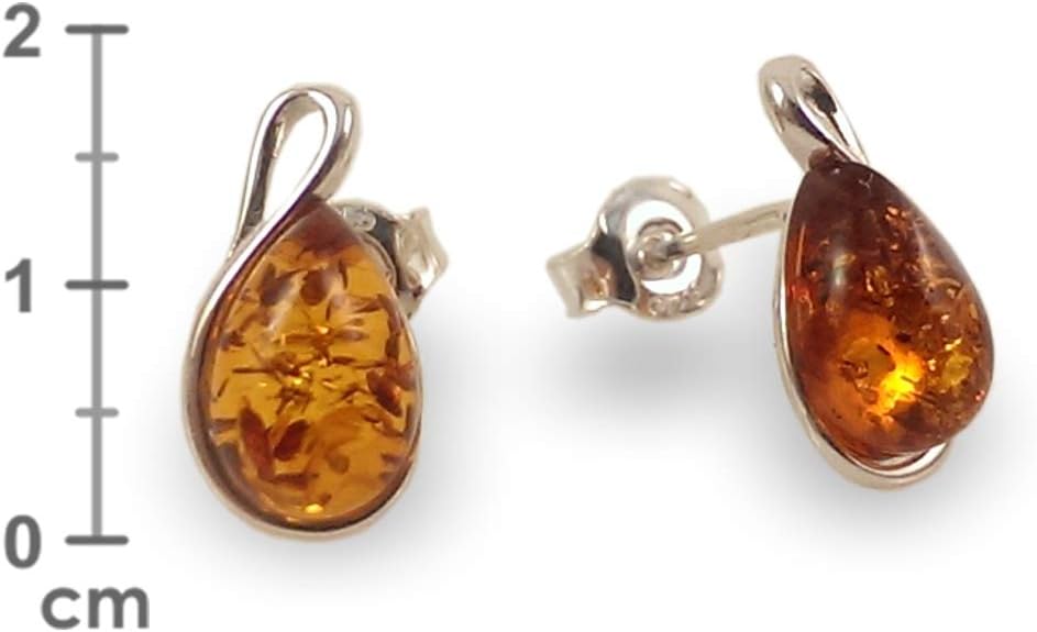 Amber drop earrings, Small amber stud earrings, Real Amber jewelry, Sterling silver amber earrings, Anniversary Gifts for Women