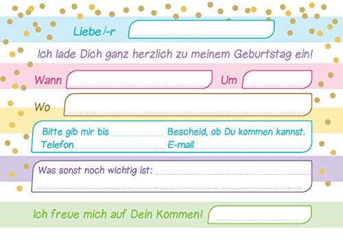 Junaversum Lot de 12 cartes d'invitation pour 4ème anniversaire d'enfant Motif licorne arc-en-ciel - Image 3