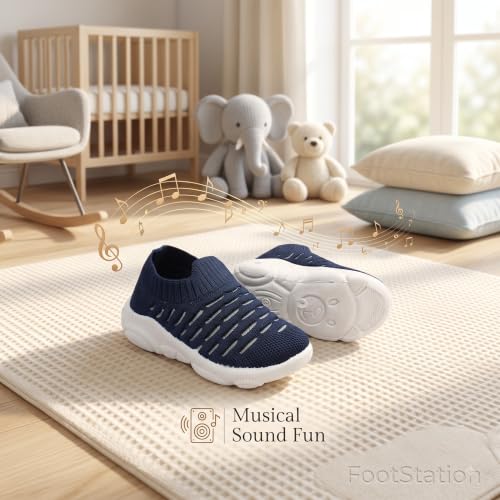 Image of Infant Shoes for Baby Boys & Girls | Musical Sound Walking Shoes | First Walker Shoes for Toddlers | Lightweight Breathable Knit Sneakers | Soft Sole Comfortable Slip On Shoes for Newborns, Babies & Kids