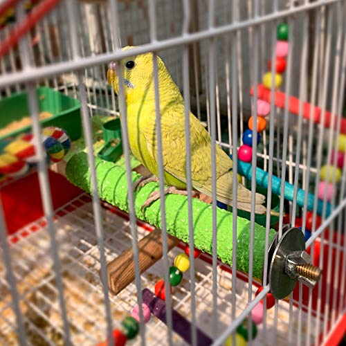 LIMIO Bird Perch Hamster Toys Parrot Stand 4PCS Rough Sand Wood Perch Bird Cage Accessories for Parakeets Supplies Budgie Natural Wood Platform