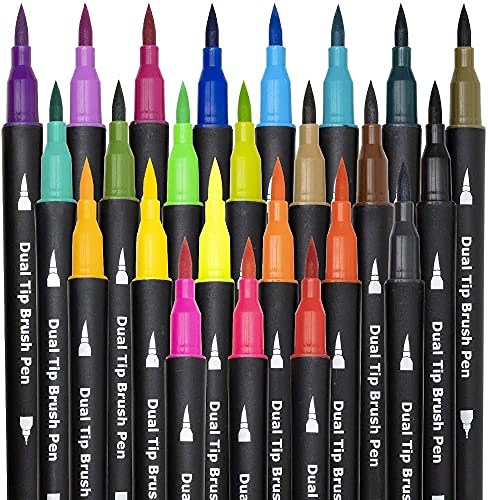 URBAN BOX Dual Markers Brush Pen, Colored Pen Fine Point Art Marker & Brush Highlighter Pen for Adult Coloring Hand Lettering Writing Planner Art Supplier (36)