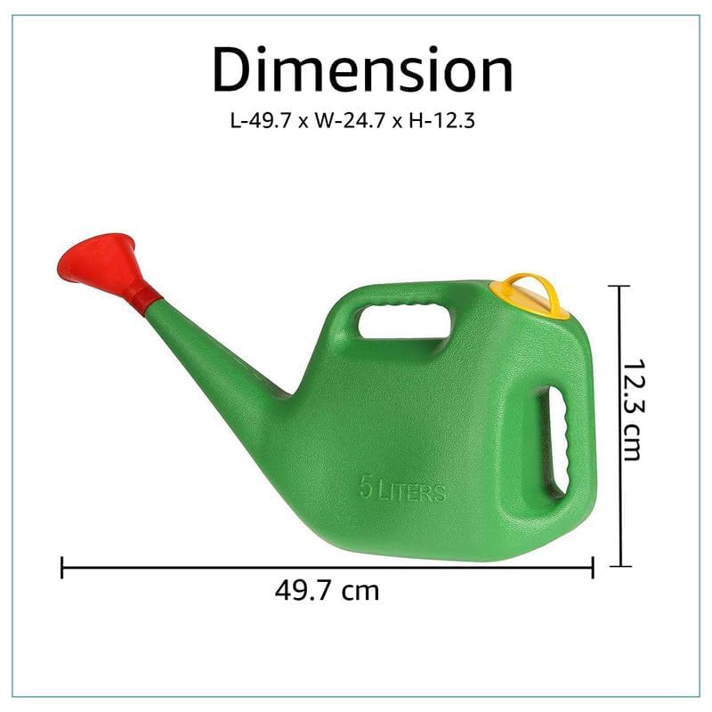Image of Clokify Greenry Watering Can, Green, Plastic, 5 Litre, with Sprinkler Spout, for Home Indoor and Outdoor Plants,Garden,Farmhouse (Pack of 1 pcs)