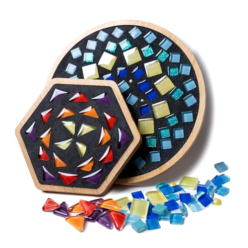 DIY Merea Craft - Sets of 2 DIY Mosaic Craft Kits – Make Your Own Mosaic Project | Handmade Craft Set with Stained Glass Mosaic Tiles for Decoration & Gift DIY Merea Craft - Sets of 2 DIY Mosaic Craft Kits – Make Your Own Mosaic Project | Handmade Craft Set with Stained Glass Mosaic Tiles for Decoration & Gift