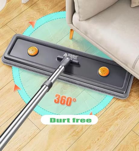 Image of Flat Mop with Bucket | 5 Microfiber Refills | Hands-Free Floor Cleaning System | Wet & Dry Mop with 360 Rotation | Space-Saving Design | Household Cleaning Mop Set
