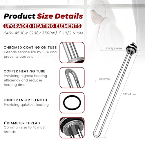 ๐ฎ๐ฌ๐ฎ๐ฒ ๐๐ฅ๐๐ง๐๐๐๐ EWH-03 Electric Water Heater Tune-Up Kit - Comes with 2 Water Heater thermostats,2 Heating Elements,1 Element Wrench Socket by Beaquicy