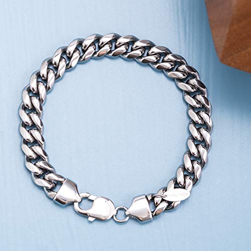 Nautica Stainless Steel Cuban Chain Bracelet For Men Bracelets For Men Lobster Lock #TOP1