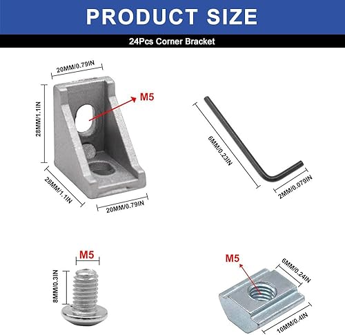Miniatura 154 de 10 unids 2020 placa de extrusión de aluminio conector esquina L soporte 8020 V ranura hardware ranura T accesorios con tuercas en T y tornillos