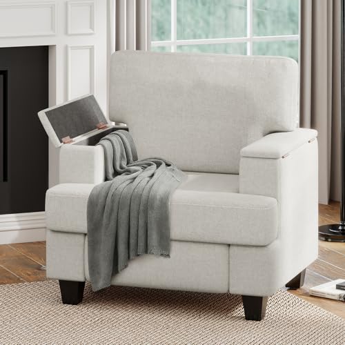 Ckaff Extra-Larges Fauteuil Salon Rangement, Fauteuil Relax Rembourré avec Accoudoirs avec Rangement & Dossier Amovible, Fauteuil Relaxation avec Cadre en...