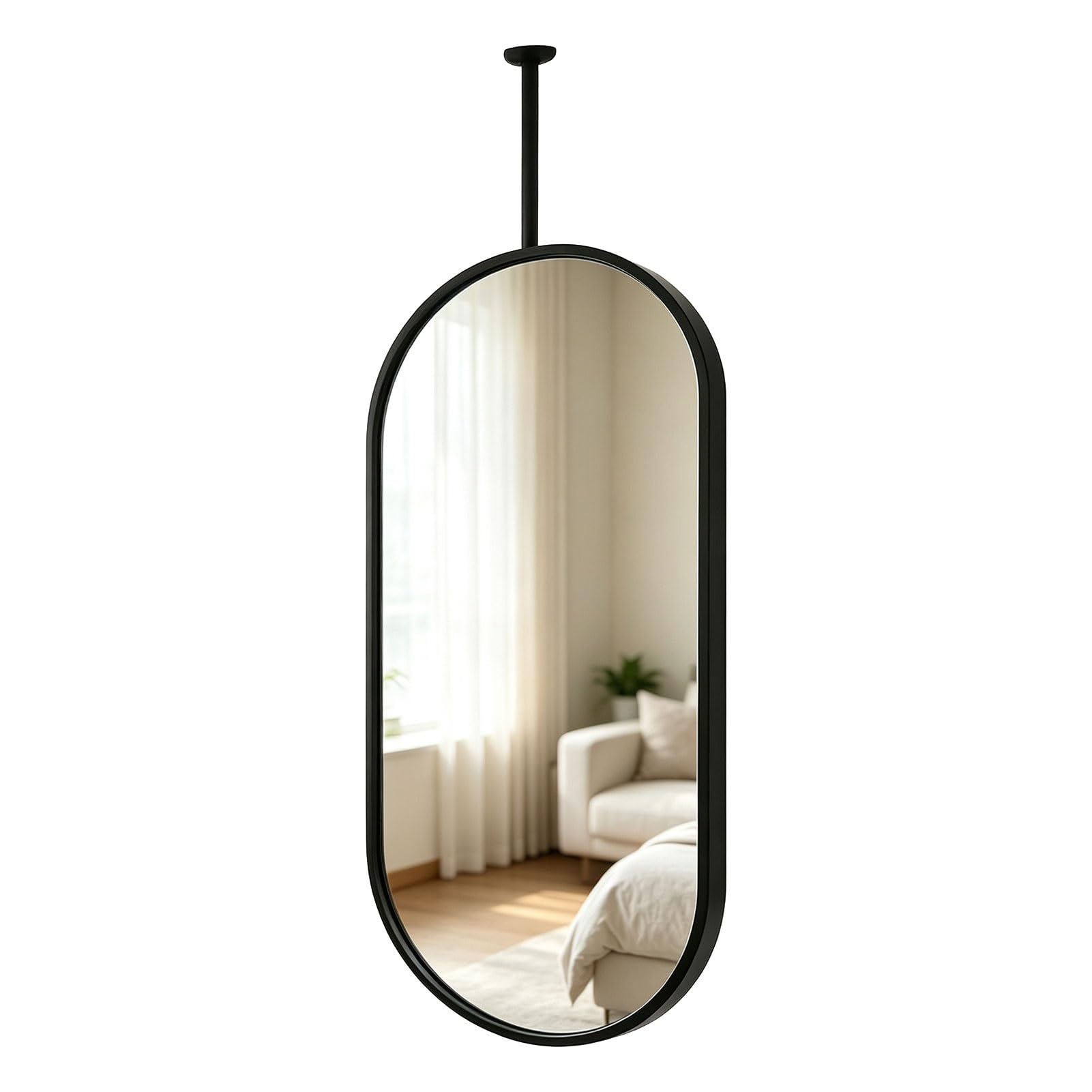 Miroir de maquillage de vanité HD, miroir de maquillage de vanité suspendu | Pour salle d'eau,chambre à coucher,dressing ou entrée,avec cadre en acier inoxydable brossé(Noir,40cmx80cm)