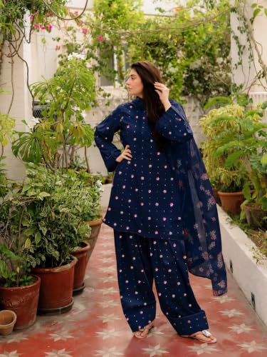 Image of ANNI DESIGNER Farshi Salwar Suit for Women | Viscose Blend Embroidered Straight Kurta with Dupatta | Farsi Farasi Parsi Ethnic Outfit | Indian Office Party Traditional Clothing Fashion