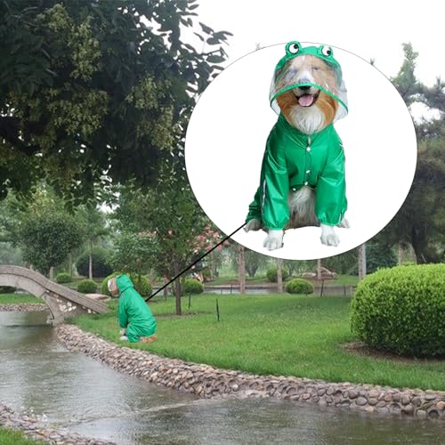 Hunderegenmantel Vierbeiner, wasserdichte Hundekleidung große Hunde, Golden Retriever Regenmantel, Kompakt Verstaubar, Leicht zu Reinigen, Waschbar(Brust 58cm, Rücken 41cm, Bein 28cm, Grün)