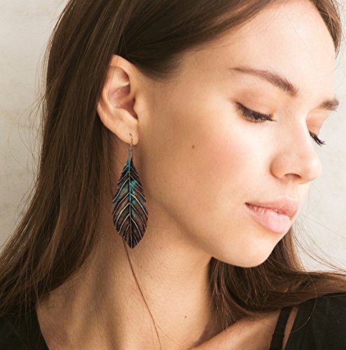 Handmade Boho Lightweight Statement Leaf Earrings with Detailed Texture for Women2