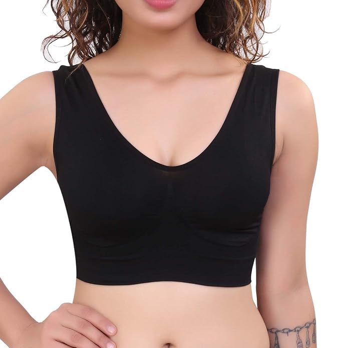 Air Women Bra for Sports Bra Everyday use Comfortable Stretchable Full Coverage Daily Workout Black-image-23