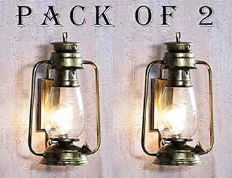 GreyWings Antique Brass Wall Light Lantern for Home Décor, Vintage Iron & Glass Sconce Lamp for Living Room, Bedroom, Indoor Wall Mount Light, (Bulb Not Included) Pack of 2