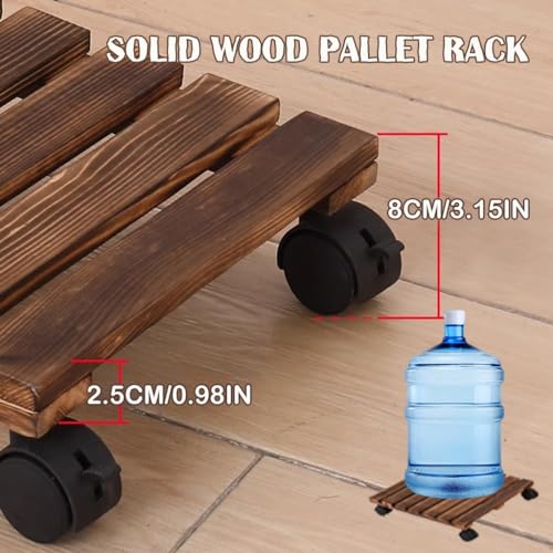 Carrito de madera con ruedas de 50x50 cm para macetas de interior y exterior 6