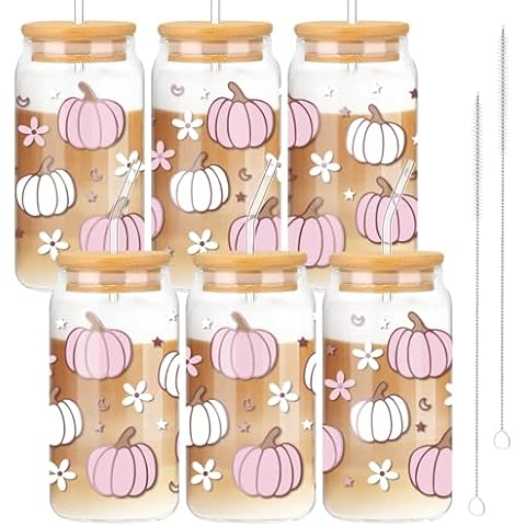 Whaline 6 Pack Pumpkin Drinking Glasses Cover